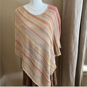 Striped Knit Poncho in Pastel Shades